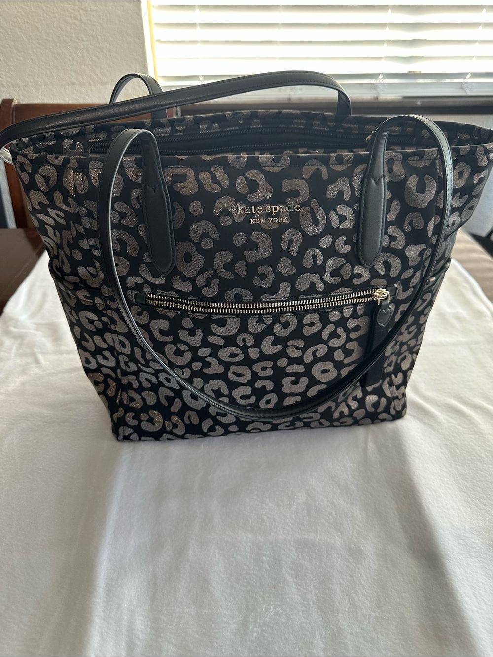 kate spade Black and Gray Leopard Print Tote